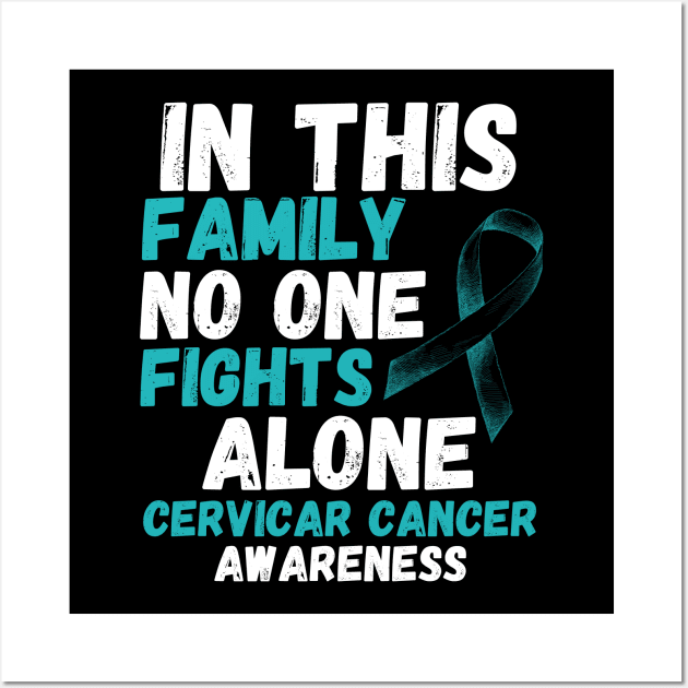 In This Family No One Fights Alone Cervical Cancer Awareness Wall Art by JustBeSatisfied